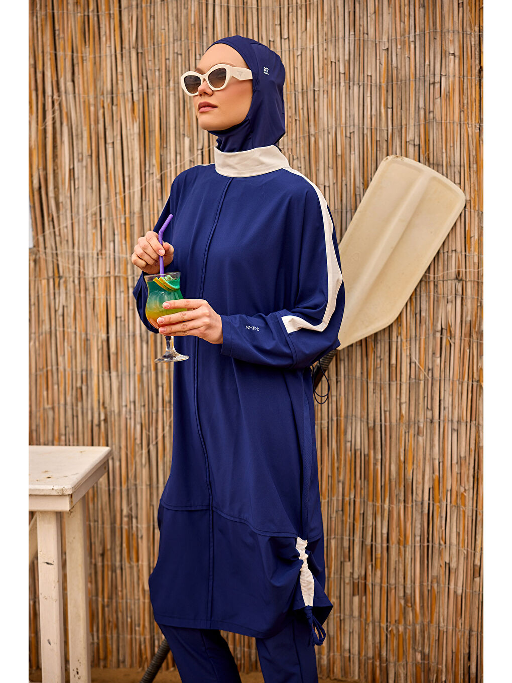 Tam Kapalı Tesettür Mayo M2521-2 Lacivert-4