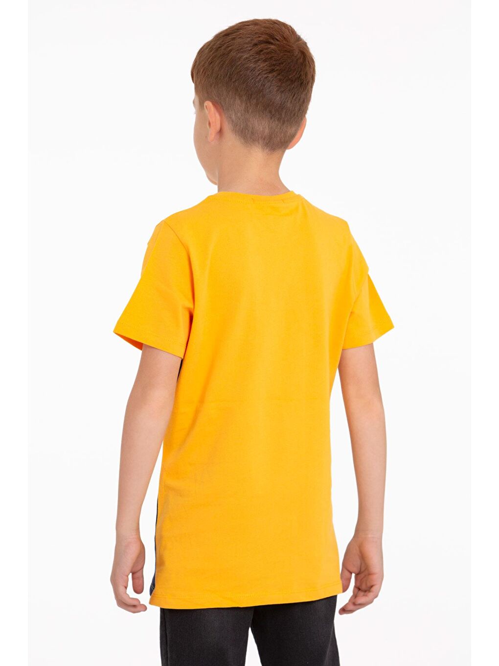 Sarı Kısa Kol Baskılı Hardal Renk Erkek Çocuk Tshirt-2