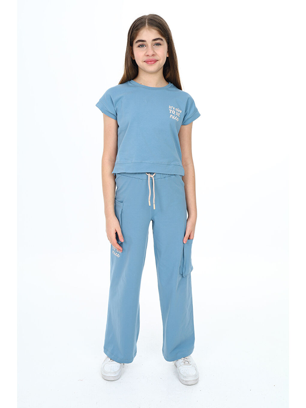 Mavi Kız Çocuk Baskılı Eşofman Takım