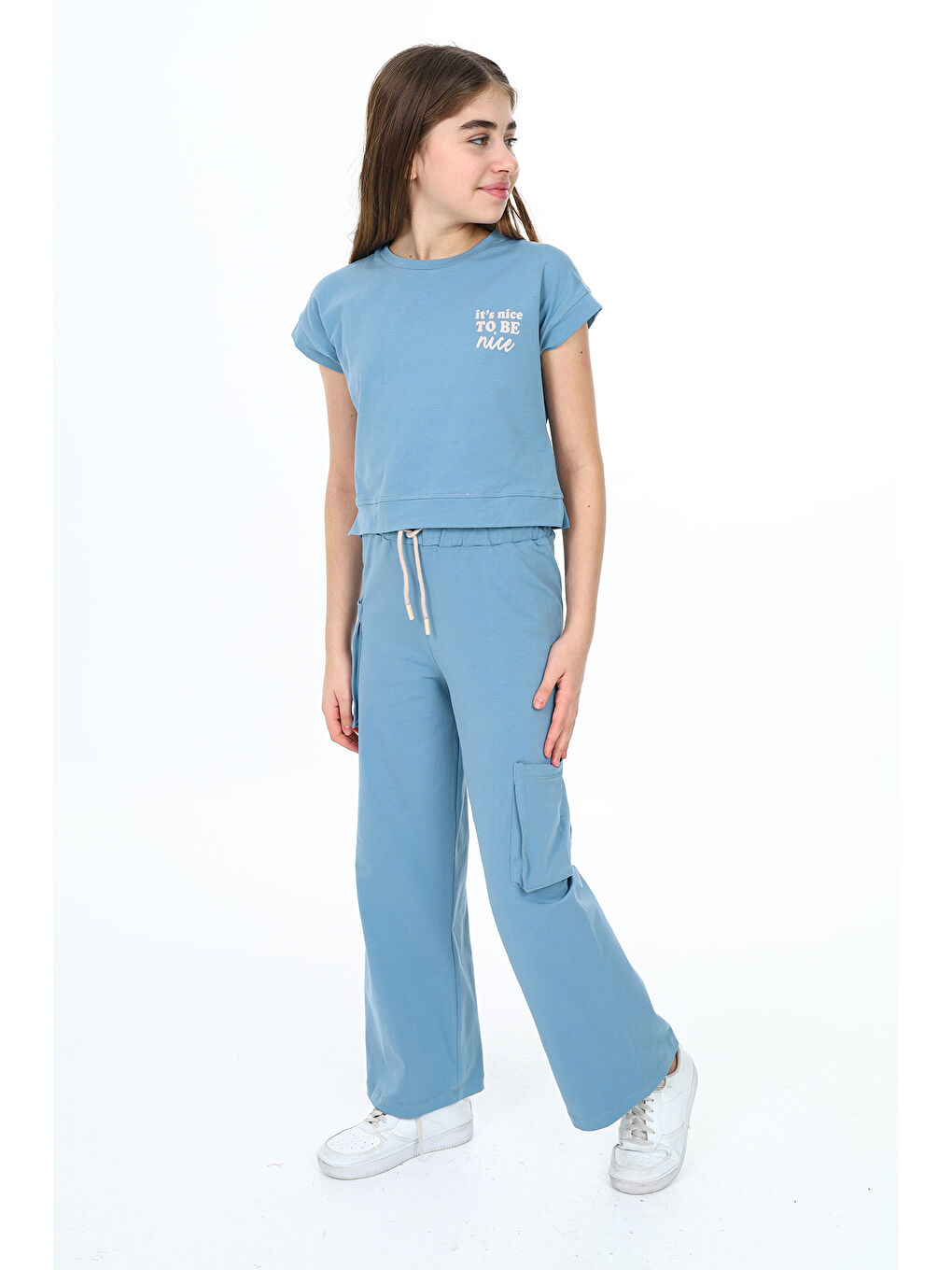 Mavi Kız Çocuk Baskılı Eşofman Takım-2