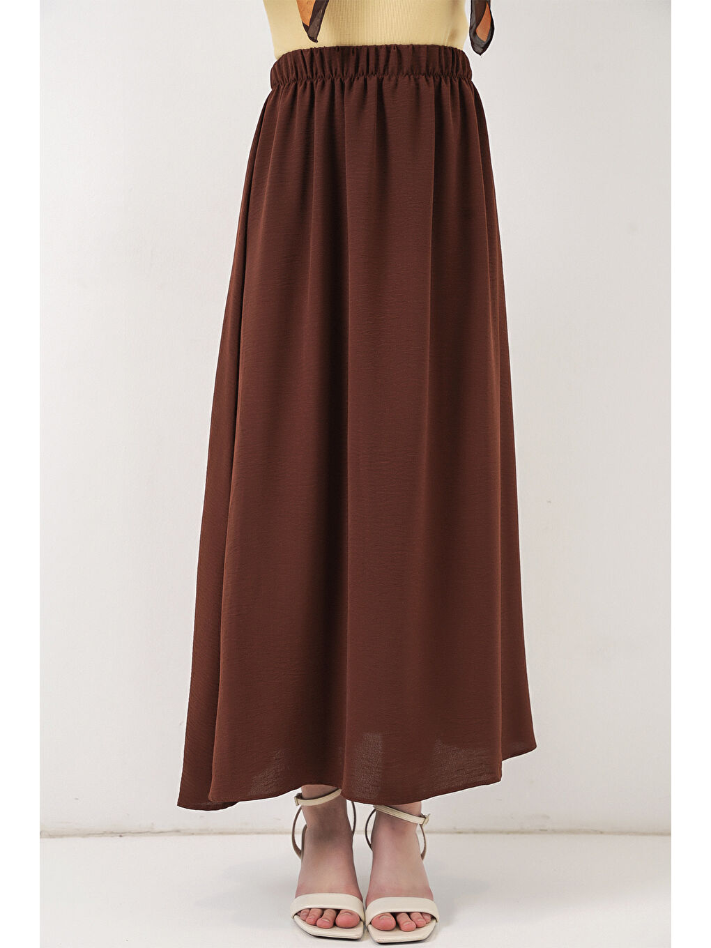 Kadın Uzun Ayrobin Etek 8050 - Kahverengi-1
