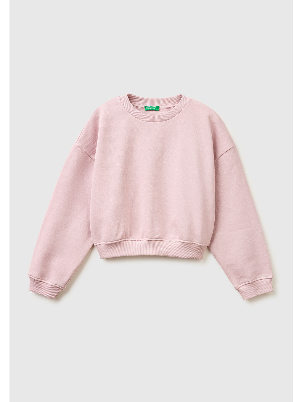 Karışık Kız Çocuk Arkası Logo Etiketli Oversize Yuvarlak Yaka Sweatshirt