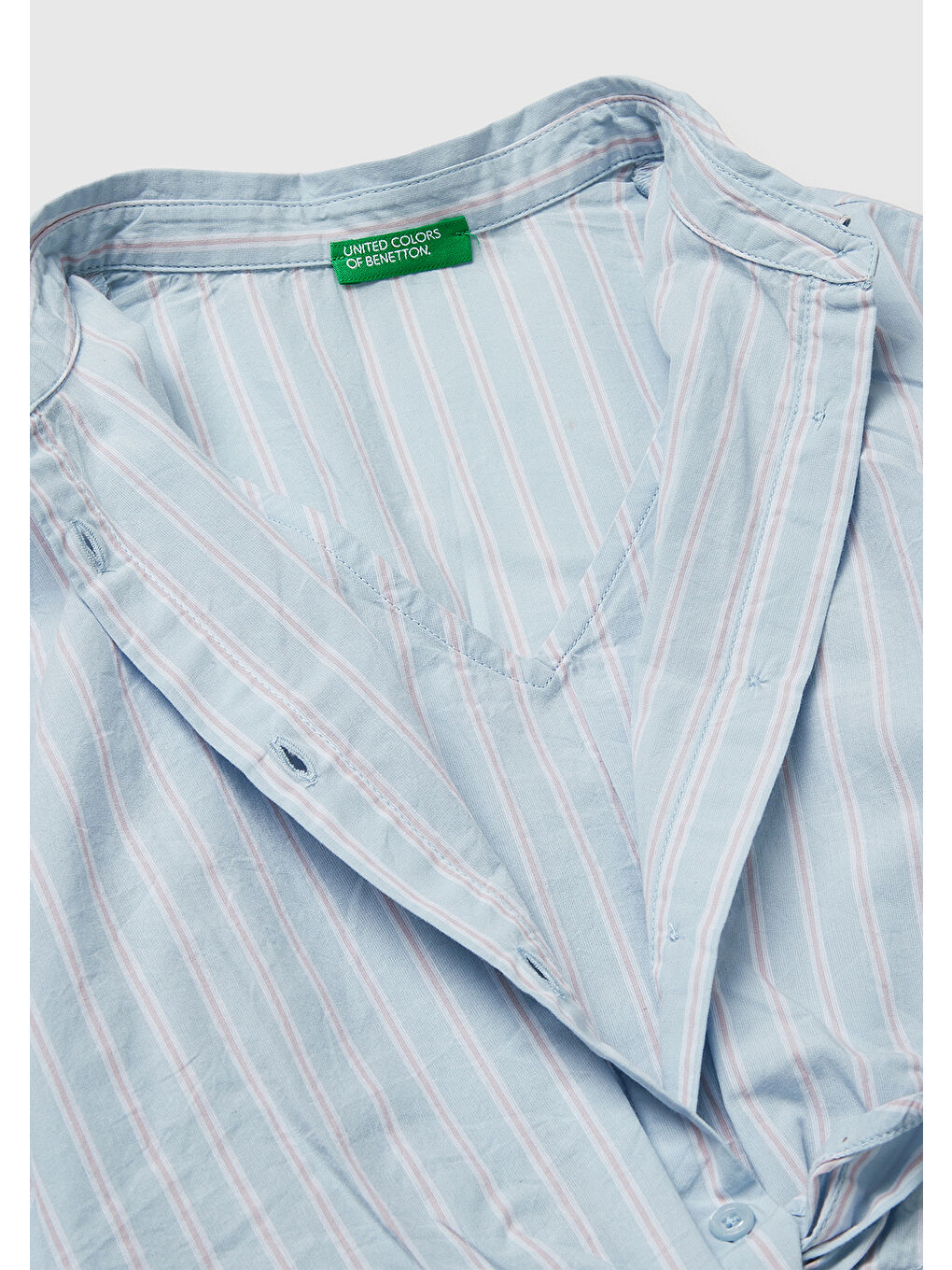 Karışık Kız Çocuk Beli Kuşaklı Çizgili Gömlek Yaka Elbise-2