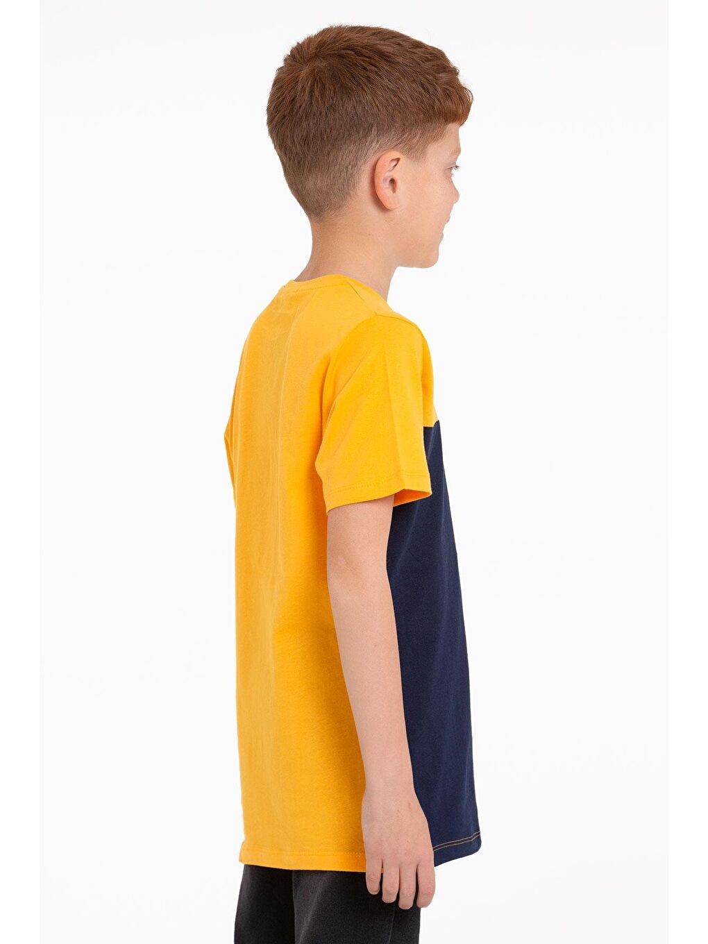 Sarı Kısa Kol Baskılı Hardal Renk Erkek Çocuk Tshirt-5