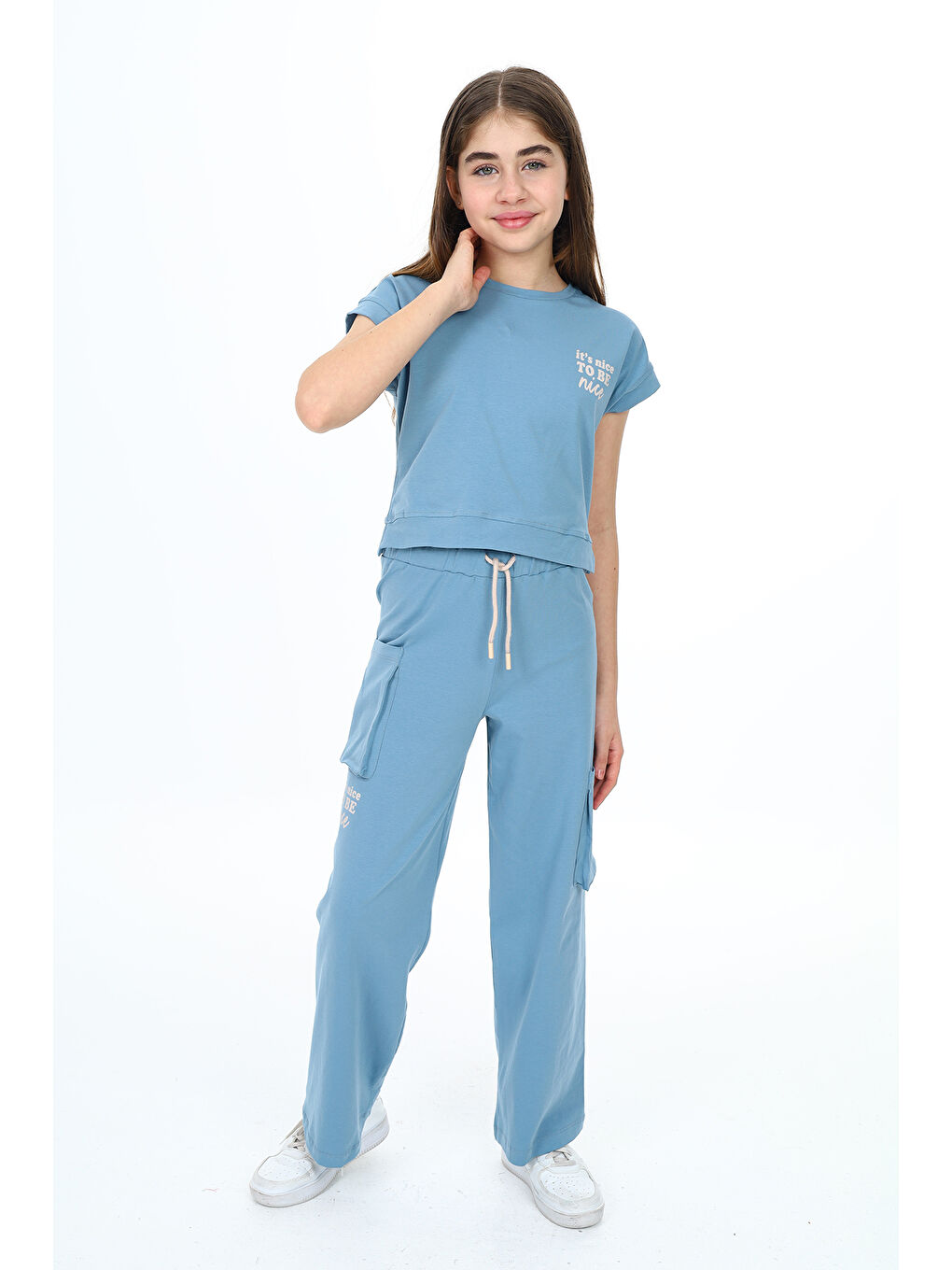 Mavi Kız Çocuk Baskılı Eşofman Takım-3