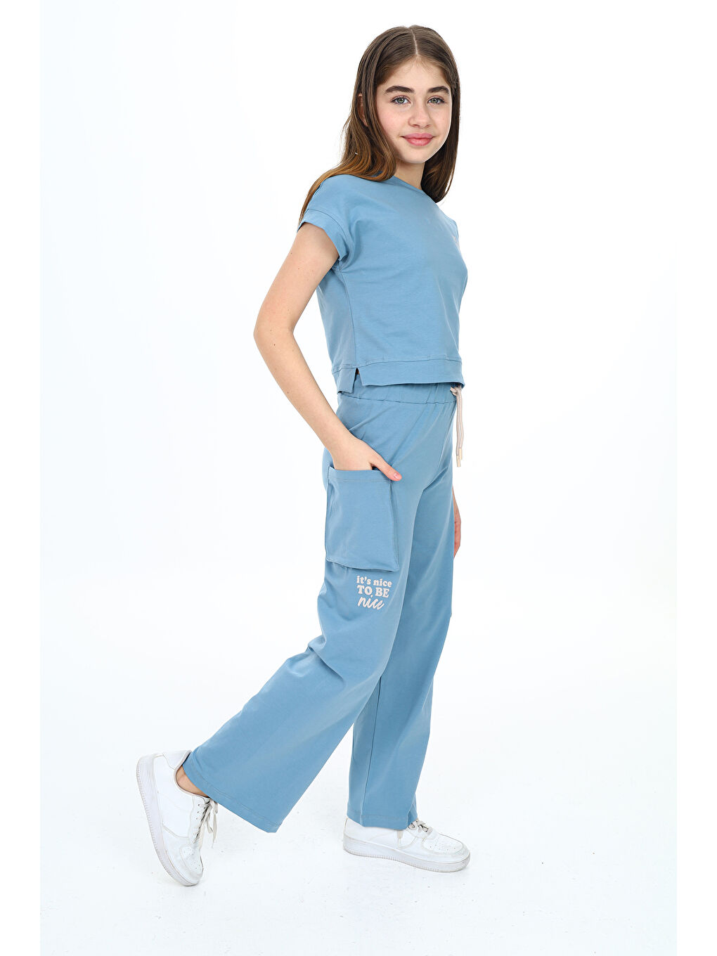 Mavi Kız Çocuk Baskılı Eşofman Takım-4