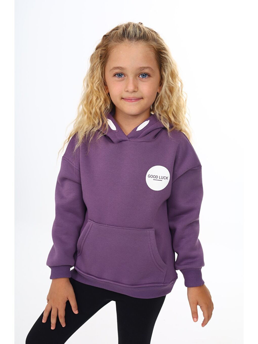 Mor Kız Çocuk Baskılı Sweatshirt
