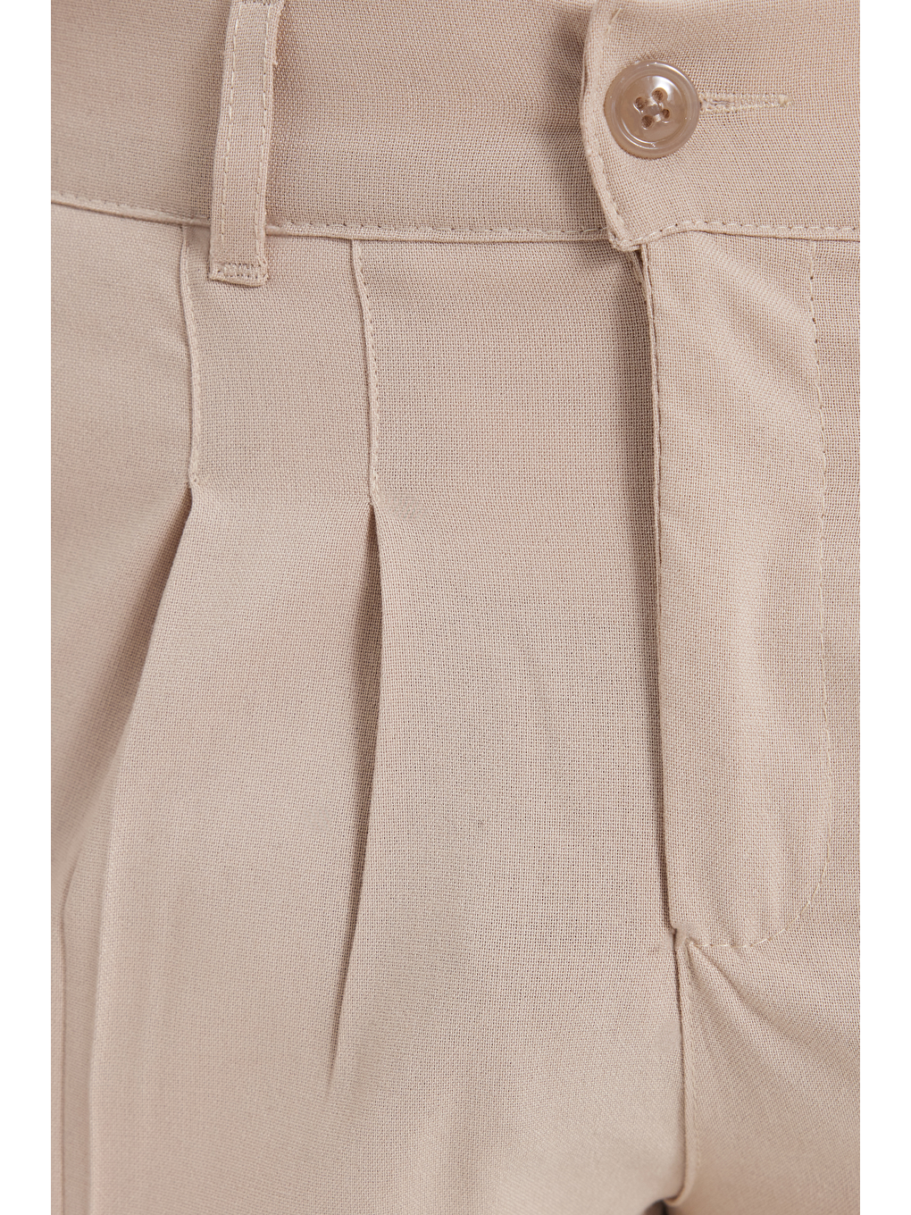 Bej Erkek Regular Fit Klasik Kesim Normal Bel Geniş Paça Taş Pantolon-4