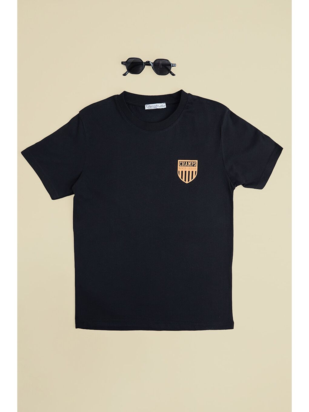 Siyah Run Baskılı Bisiklet Yaka Erkek Çocuk Tişört