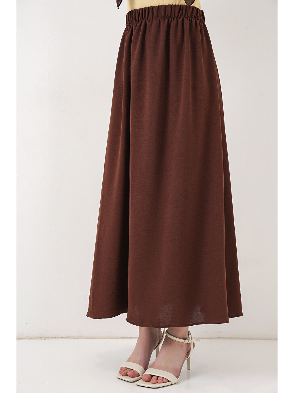 Kadın Uzun Ayrobin Etek 8050 - Kahverengi-3