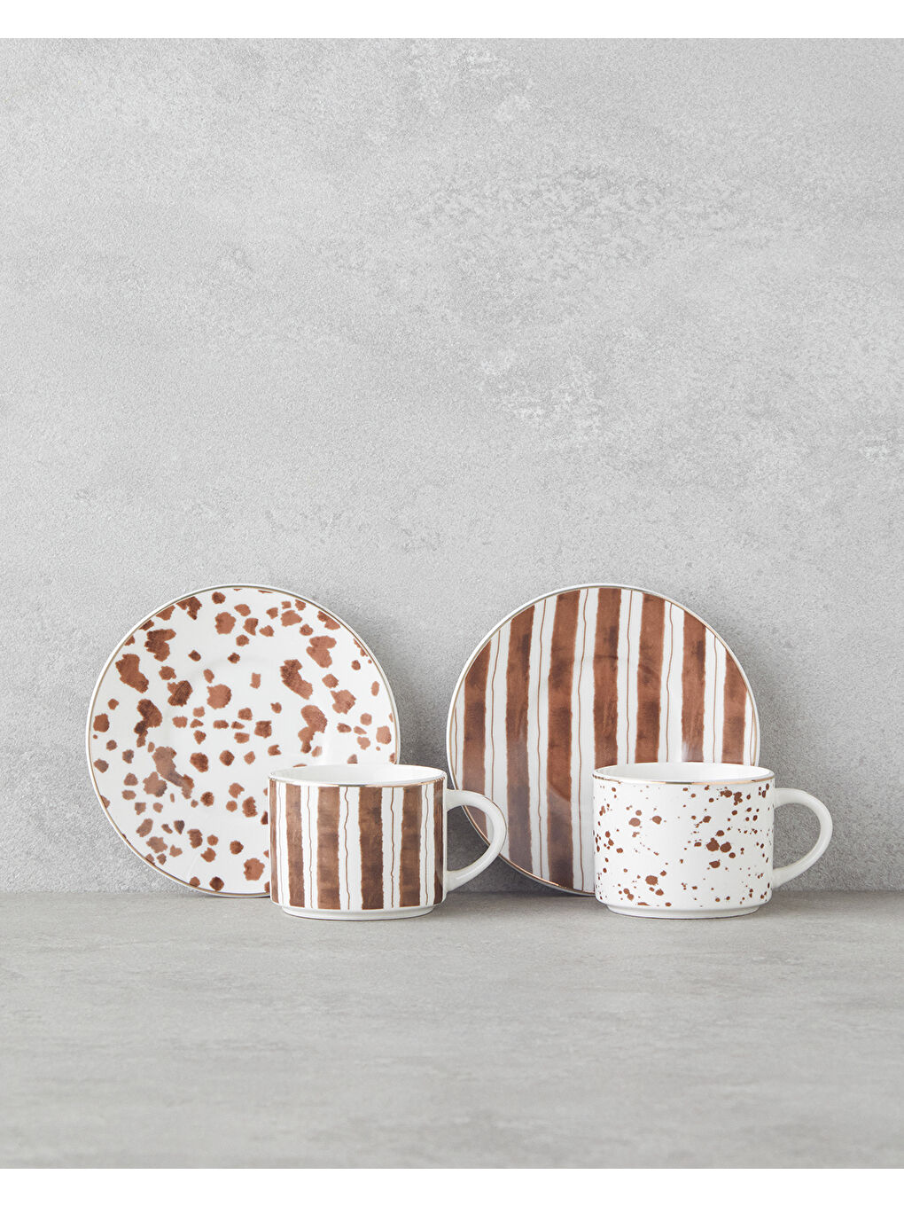 Sedona New Bone China 4 Parça 2 Kişilik Kahve Fincan Takımı 100 ml Kahverengi-1