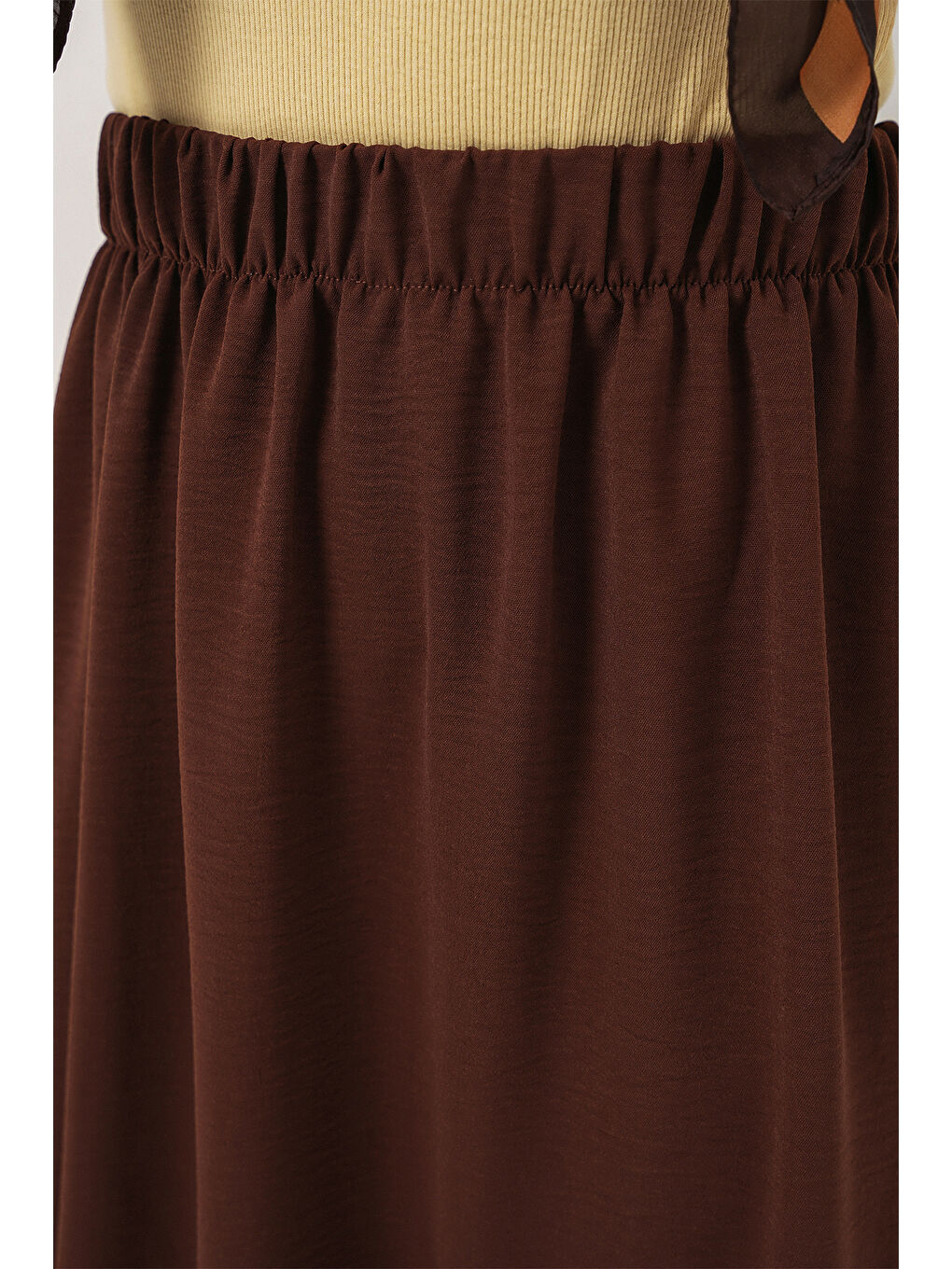Kadın Uzun Ayrobin Etek 8050 - Kahverengi-4