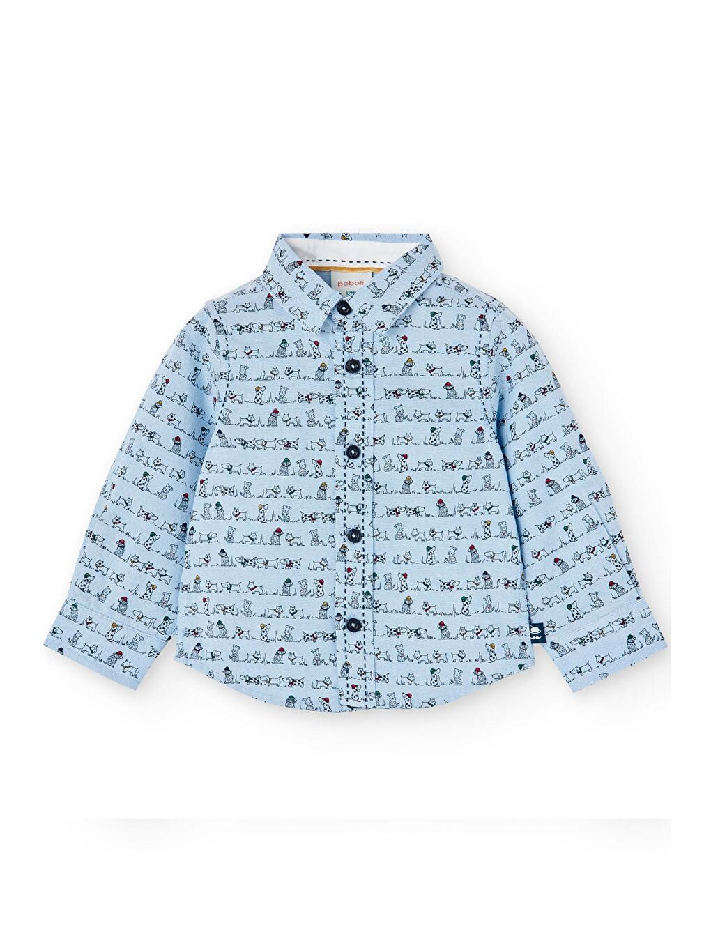 Mavi Erkek Çocuk Gömlek Desenli