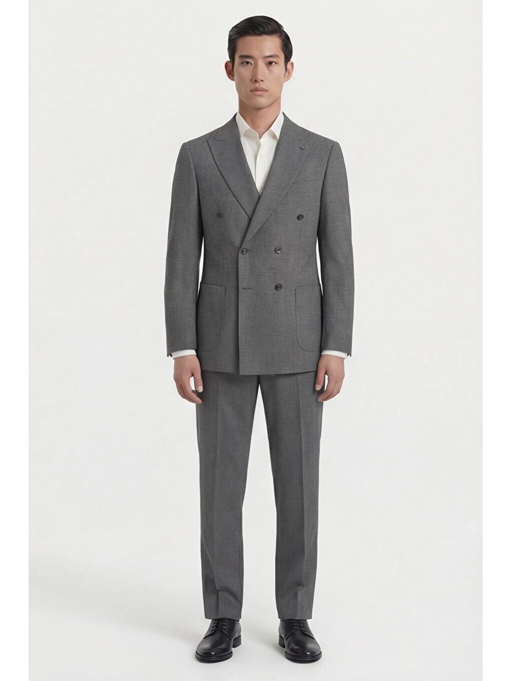 Erkek Viskon Karışımlı 6 Drop Klasik Gri Takım Elbise-1