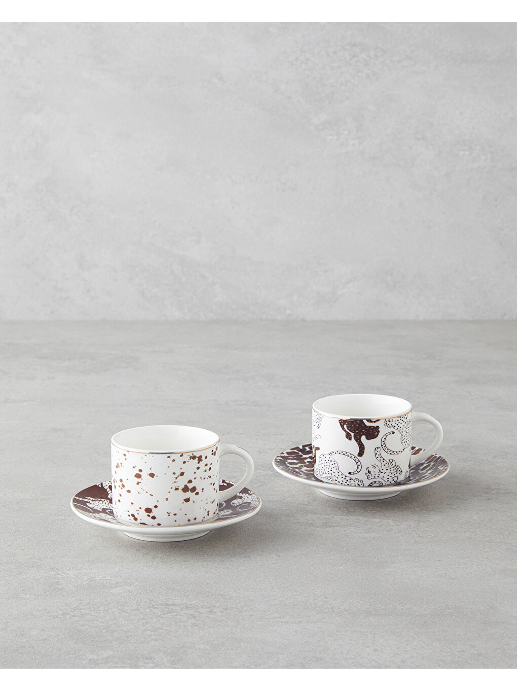 Feline New Bone China 4 Parça 2 Kişilik Kahve Fincan Takımı 100 ml Kahverengi