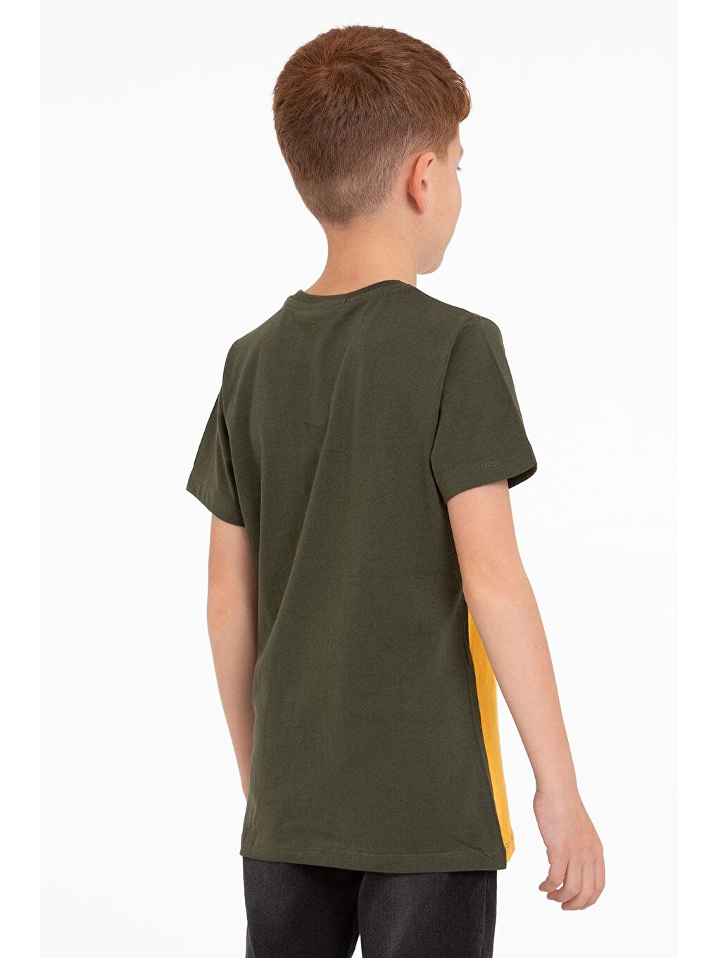 Kısa Kol Baskılı Haki Renk Erkek Çocuk Tshirt-2