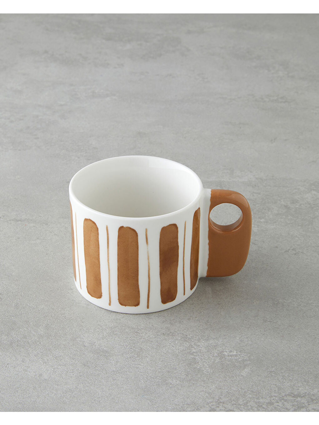 Earthline New Bone China Kupa 380 ml Beyaz-Kahverengi-1