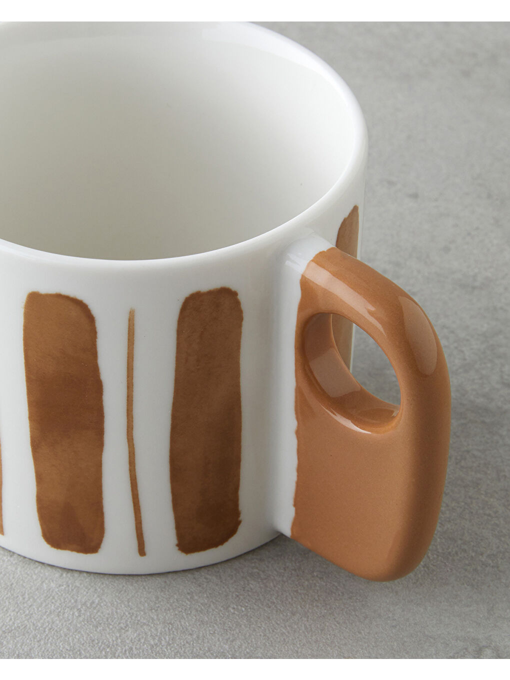 Earthline New Bone China Kupa 380 ml Beyaz-Kahverengi-2