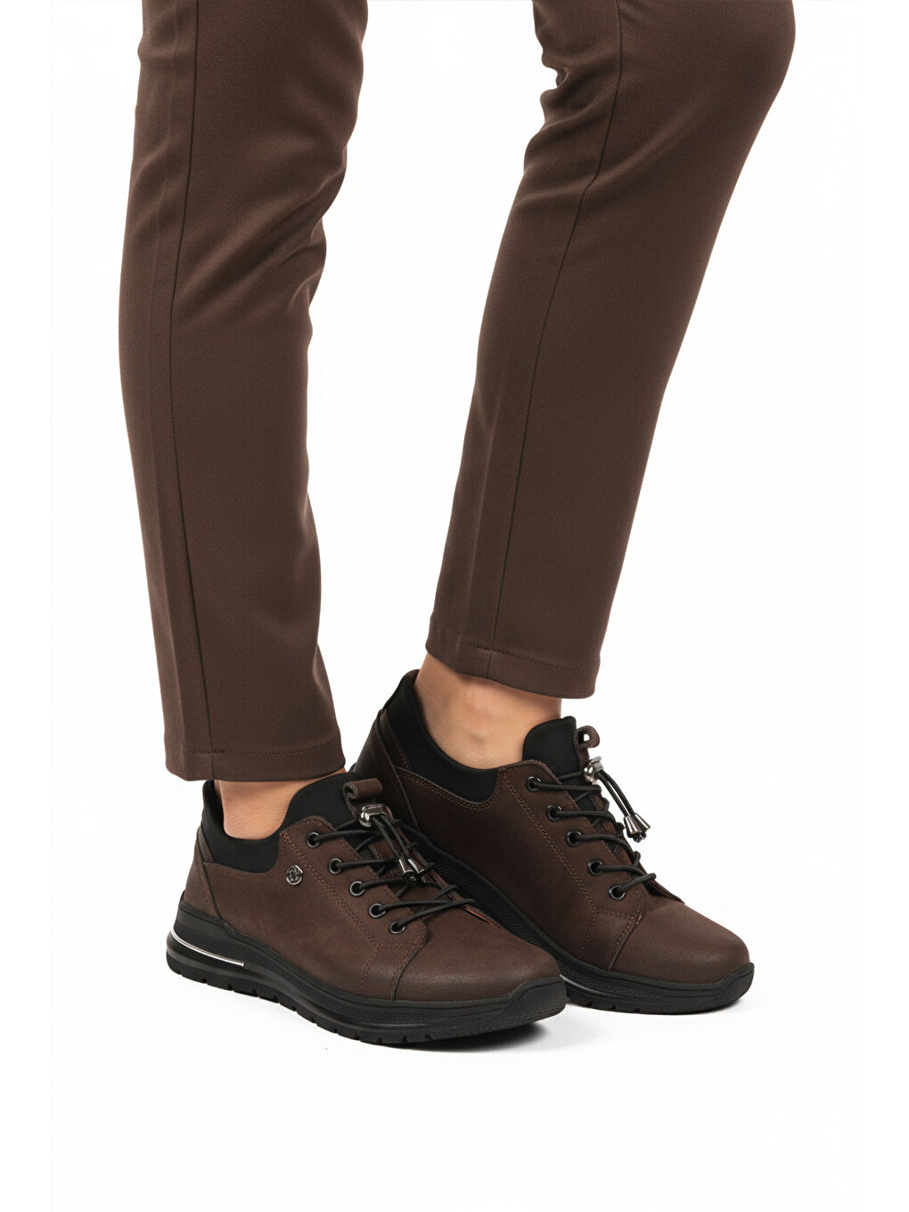 Kahverengi Kahve Nubuk Lastik Bağcıklı Kadın Casual Ayakkabı 5004 Z-1