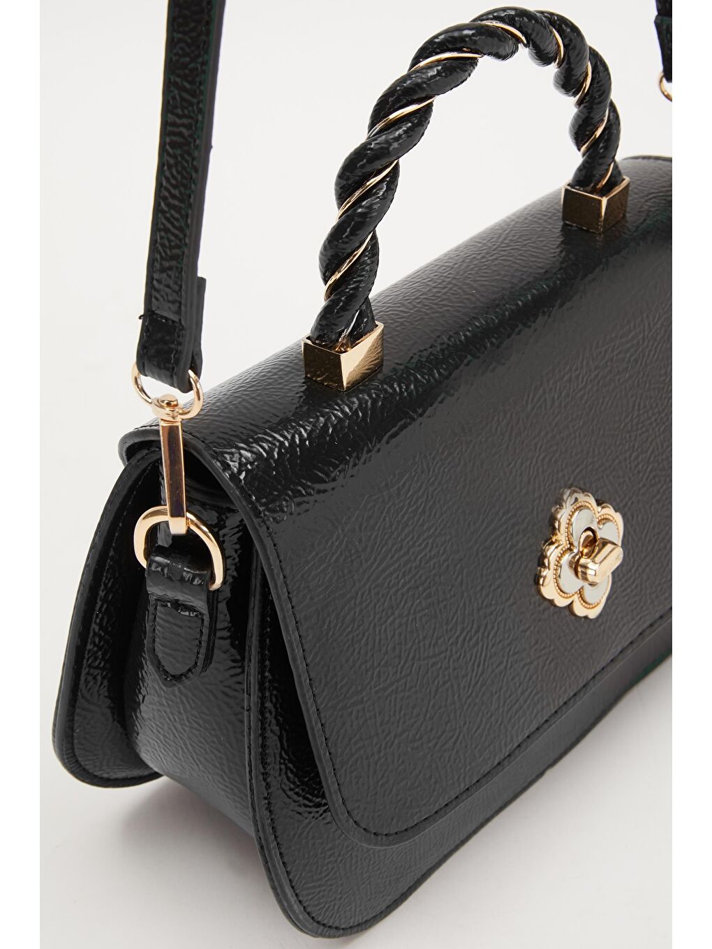 Siyah Rugan Kadın El ve Omuz Çantası 930179-2