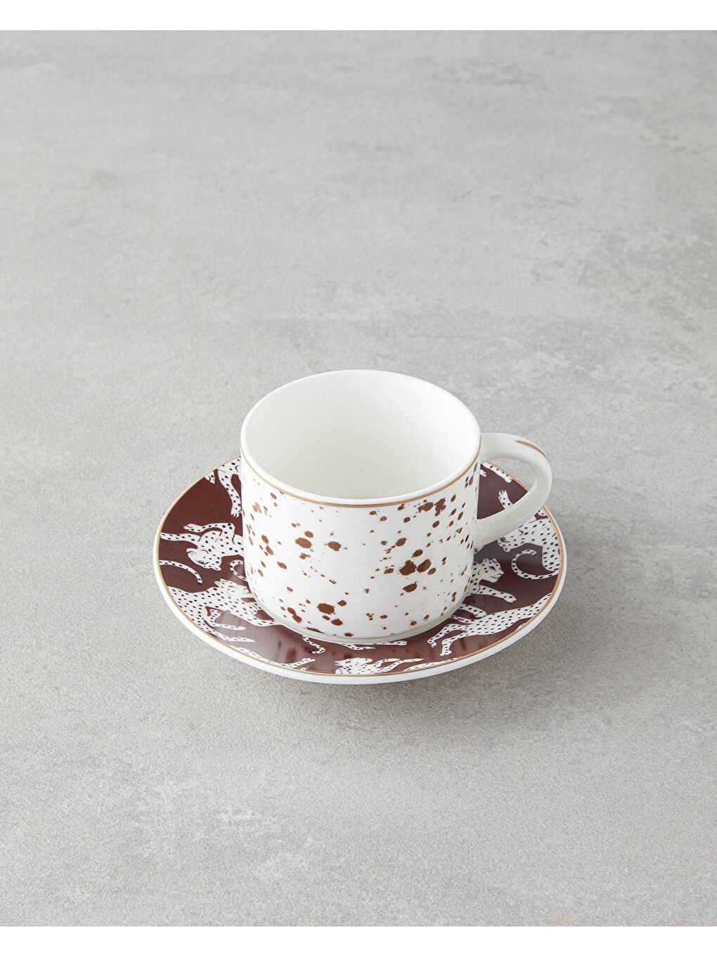 Feline New Bone China 4 Parça 2 Kişilik Kahve Fincan Takımı 100 ml Kahverengi-2