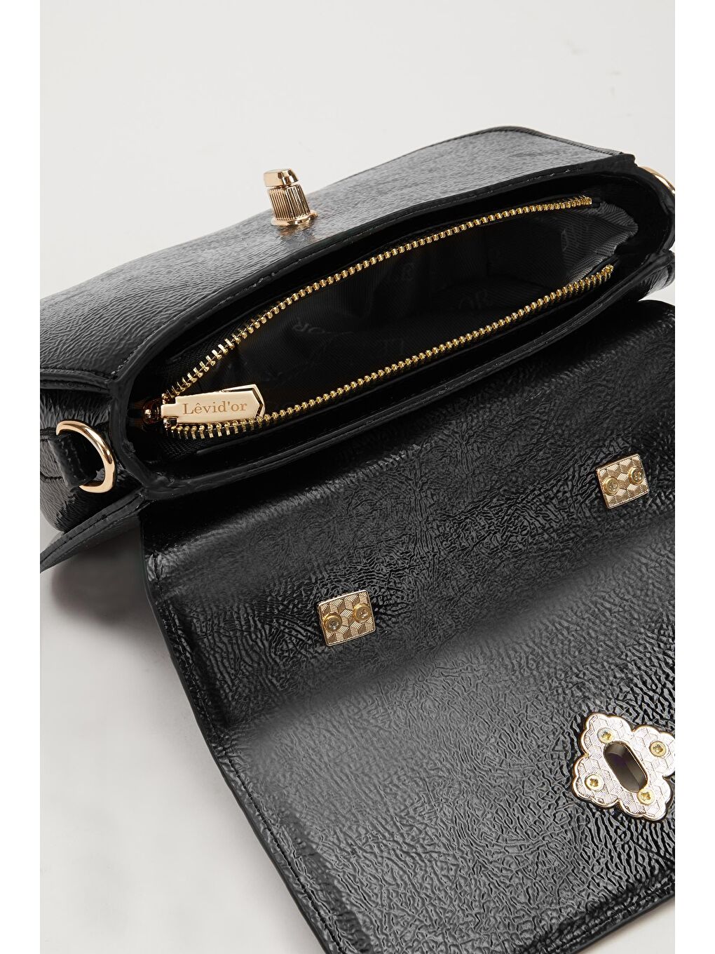 Siyah Rugan Kadın El ve Omuz Çantası 930179-3