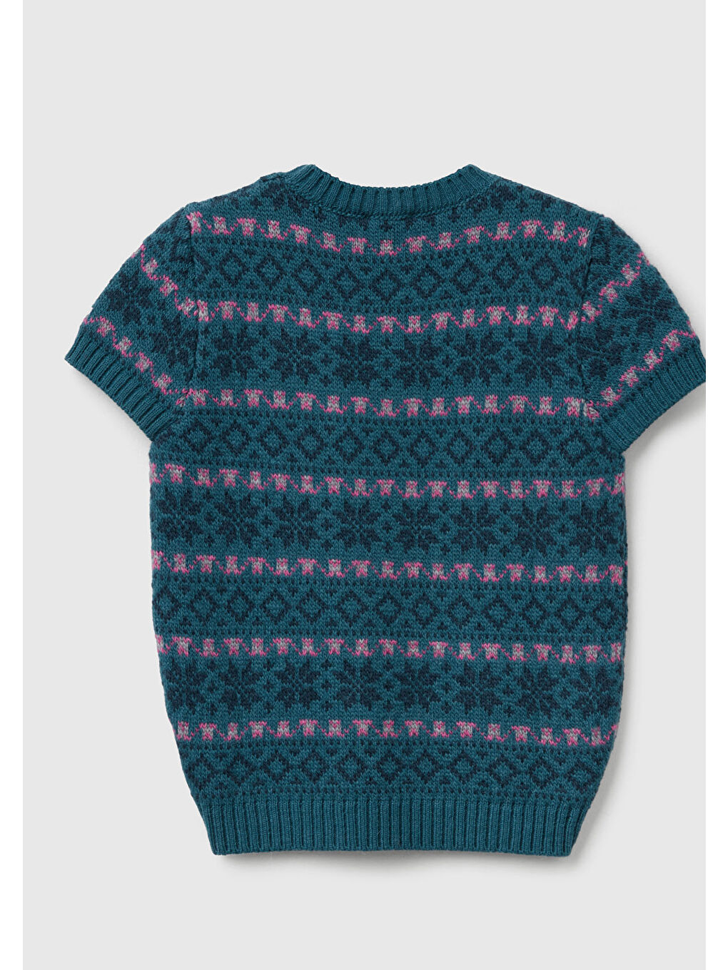 Kadın Yeşil  Yün Alpaka Karışımlı Jakarlı Kısa Kollu Stranger Things Kazak-3