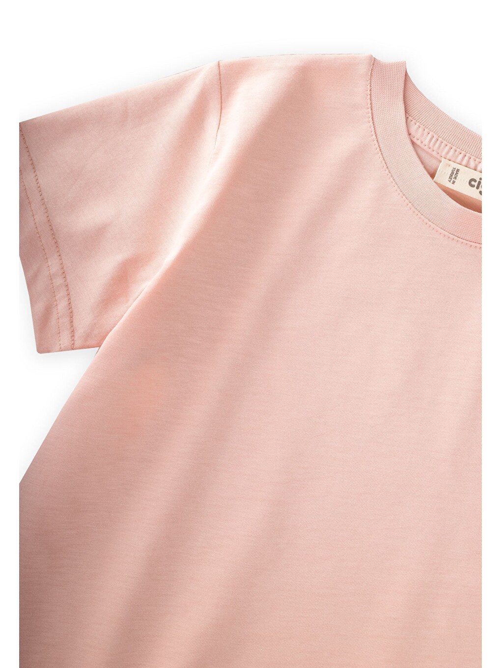 Etiket Detaylı T-shirt 2-10 Yaş Pudra Pembe-2