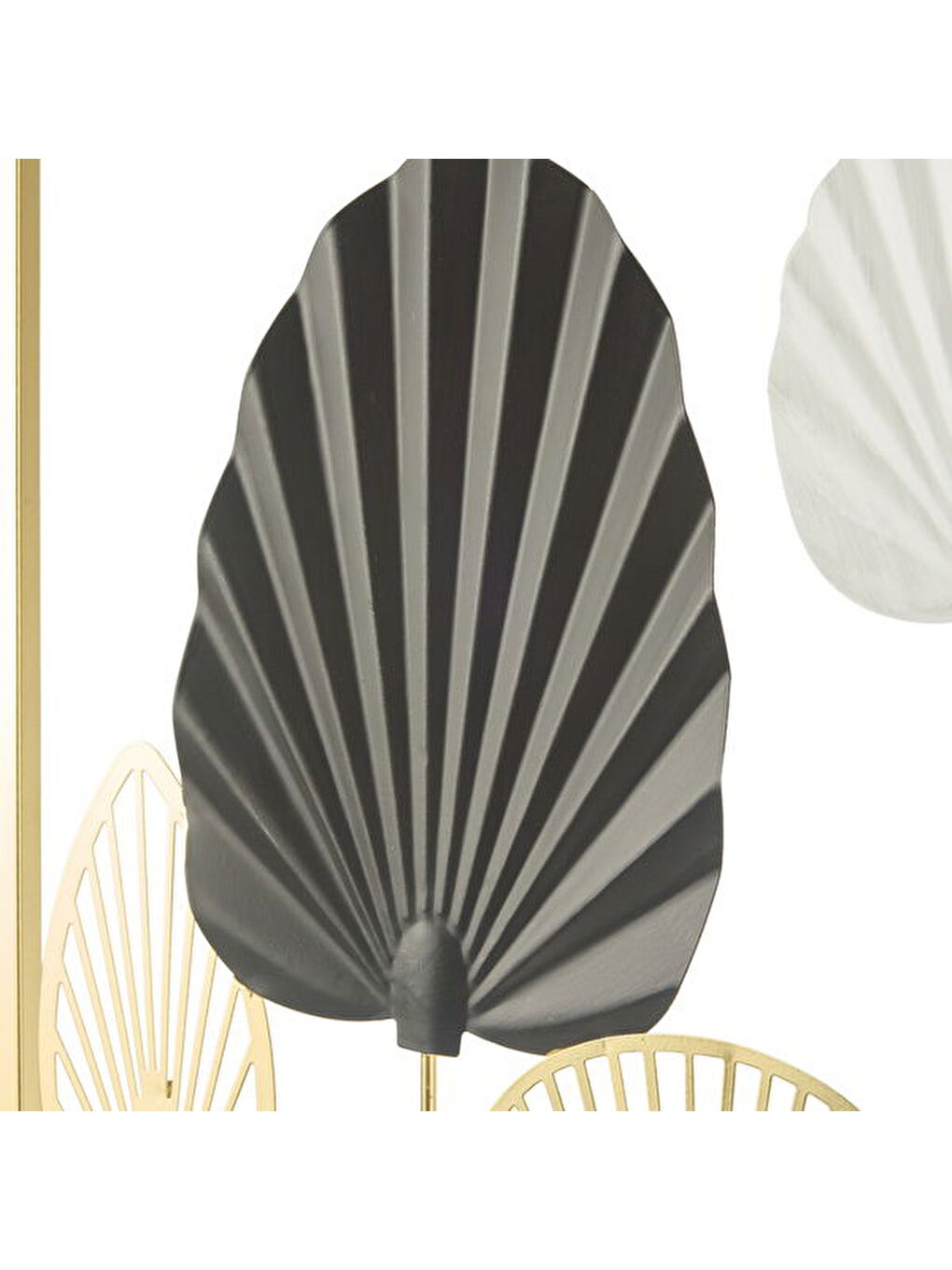 Sarı Deco Yelpaze Metal Tablo - Altın / Siyah - 45 cm-2