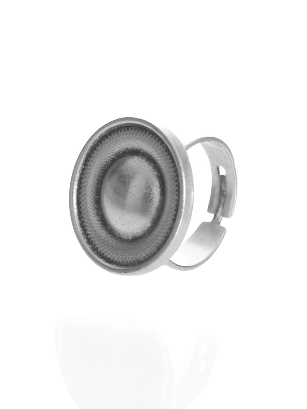 Gri Kadın Antik Gümüş Kaplama Ayarlanabilir Düğme Formlu Yüzük-7