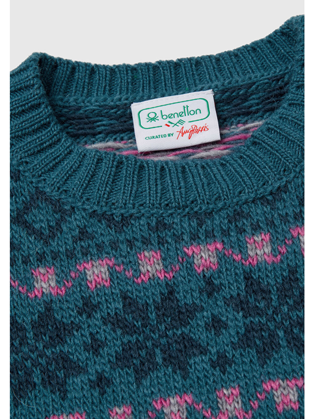 Kadın Yeşil  Yün Alpaka Karışımlı Jakarlı Kısa Kollu Stranger Things Kazak-6