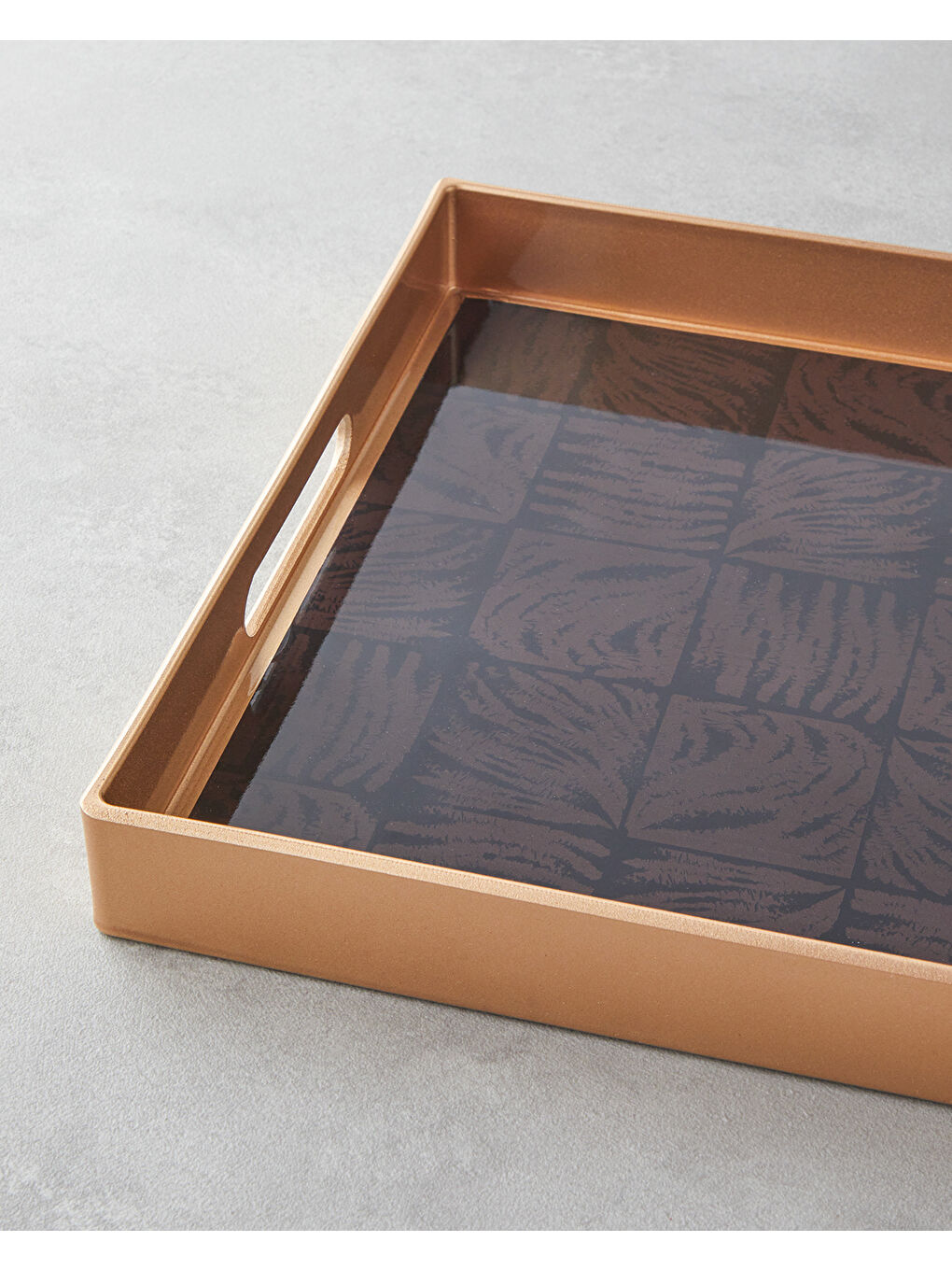 Kahverengi Terra PP Tepsi 40x26 cm Kahve – Gold-2