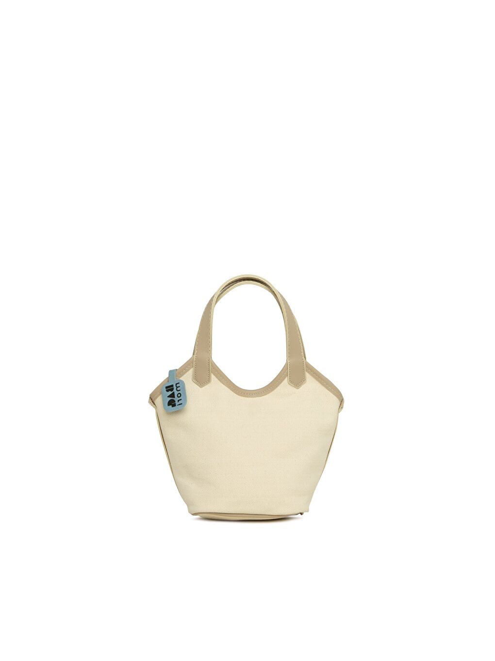 Ekru Deri Garnili Kanvas Mini Çanta-2