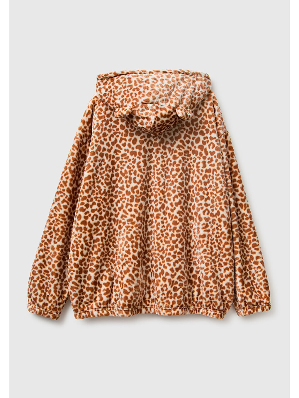 Kadın Turuncu Xmas Baskılı Kapüşonlu Pelüş Sabahlık-1