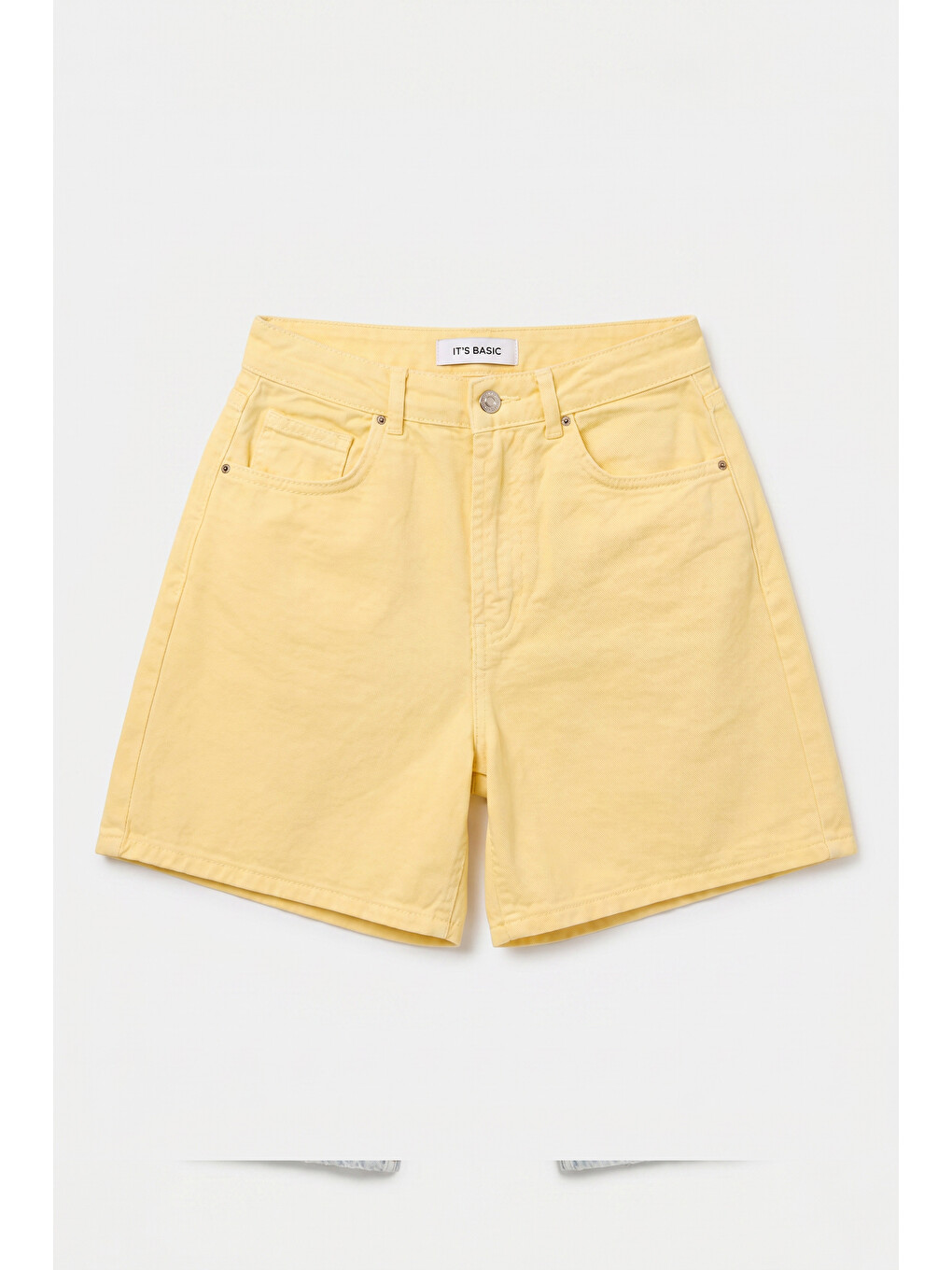 Kadın Light Sarı Diana 6s6-108 Relax Mom Fit Denim Şort-2
