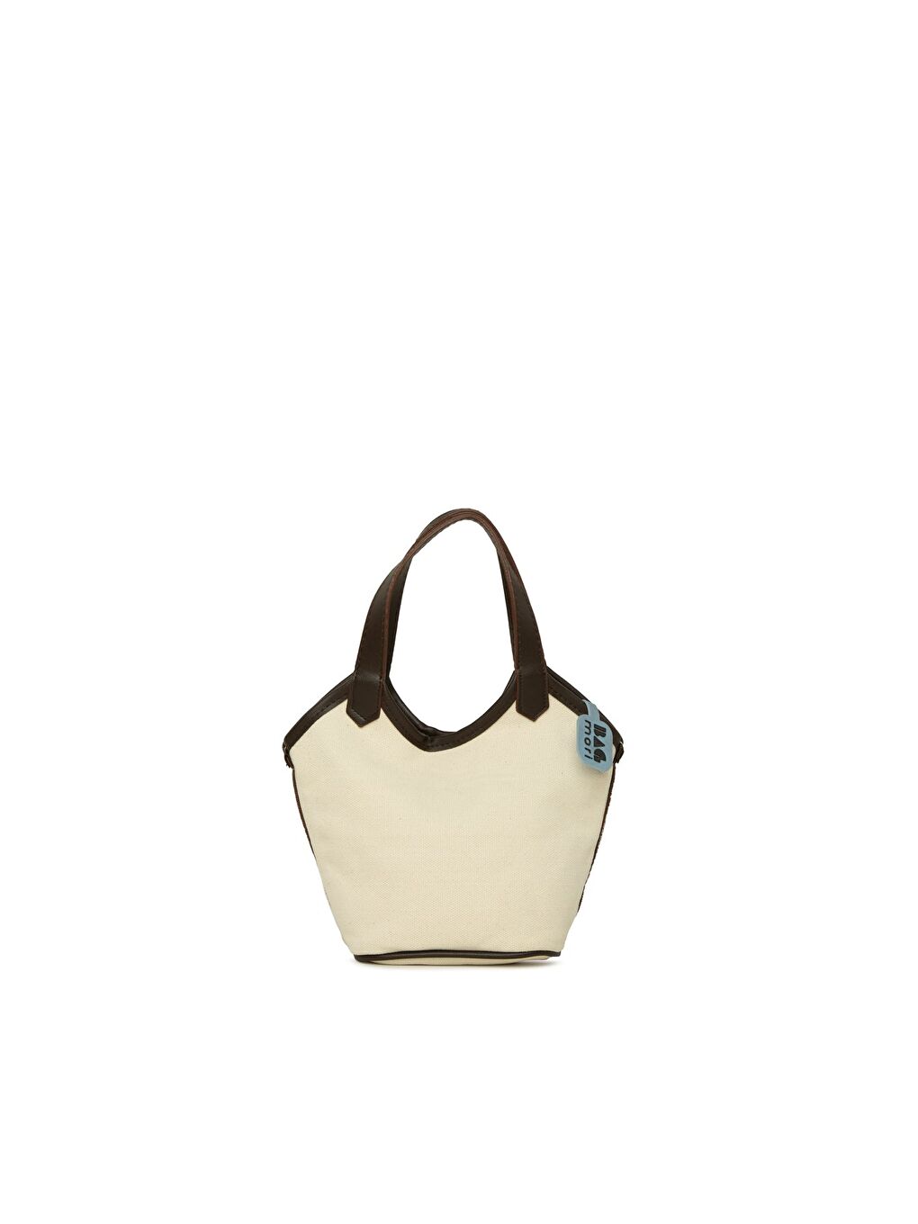 Kahverengi Deri Garnili Kanvas Mini Çanta