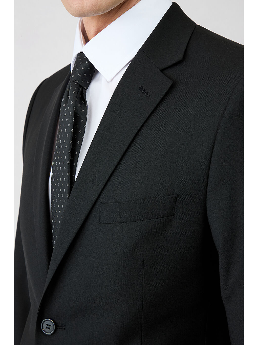 Siyah 6 Drop Regular Fit Standart Kesim Mono Yaka Klasik Elastanlı Takım Elbise-1