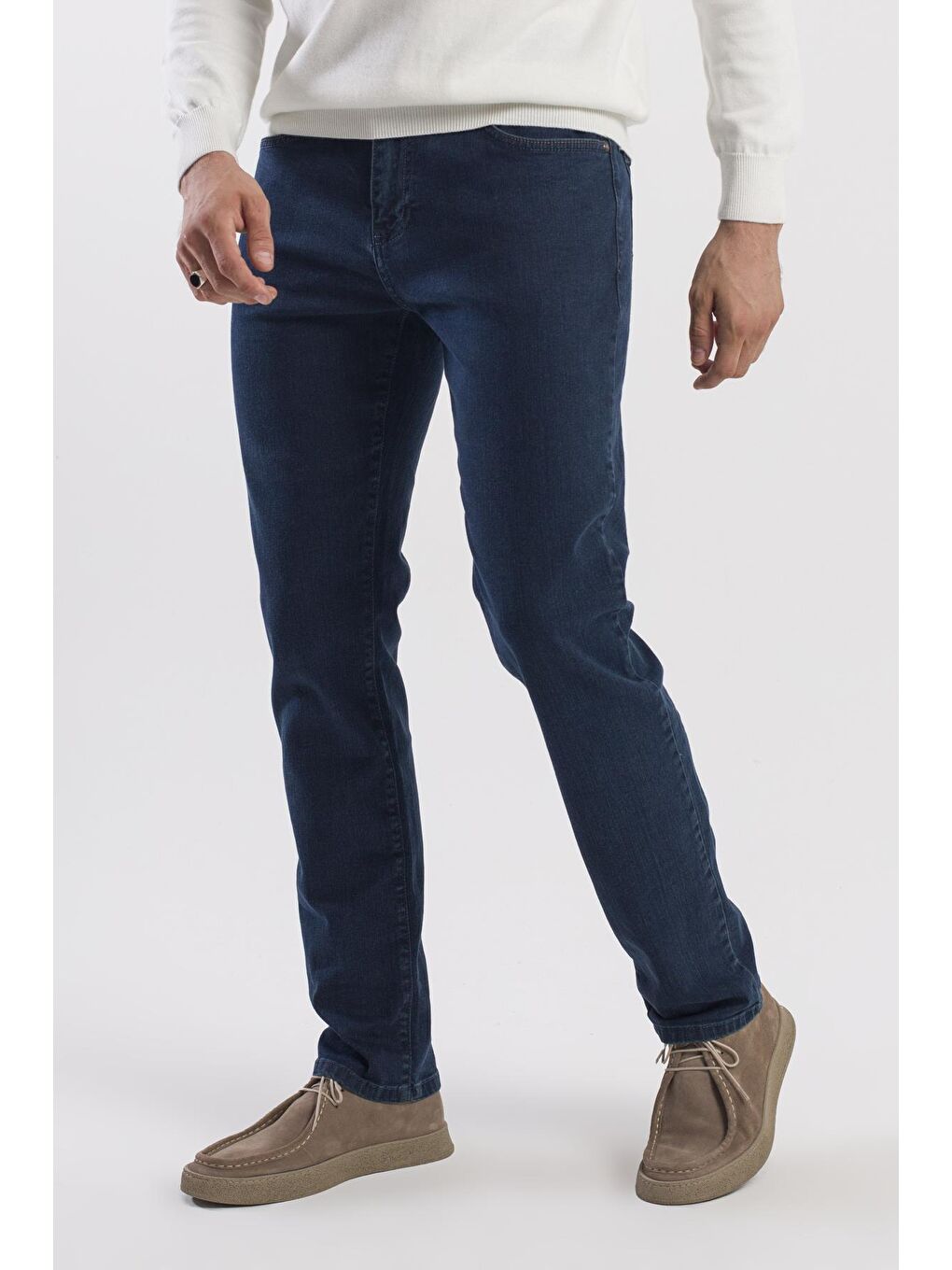 Haki Comfort Fit Pamuklu Jean Pantolon-1