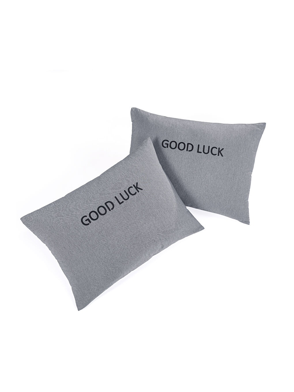 Gri 2li Yastık Kılıfı Good Luck Baskılı 50x70 cm Füme