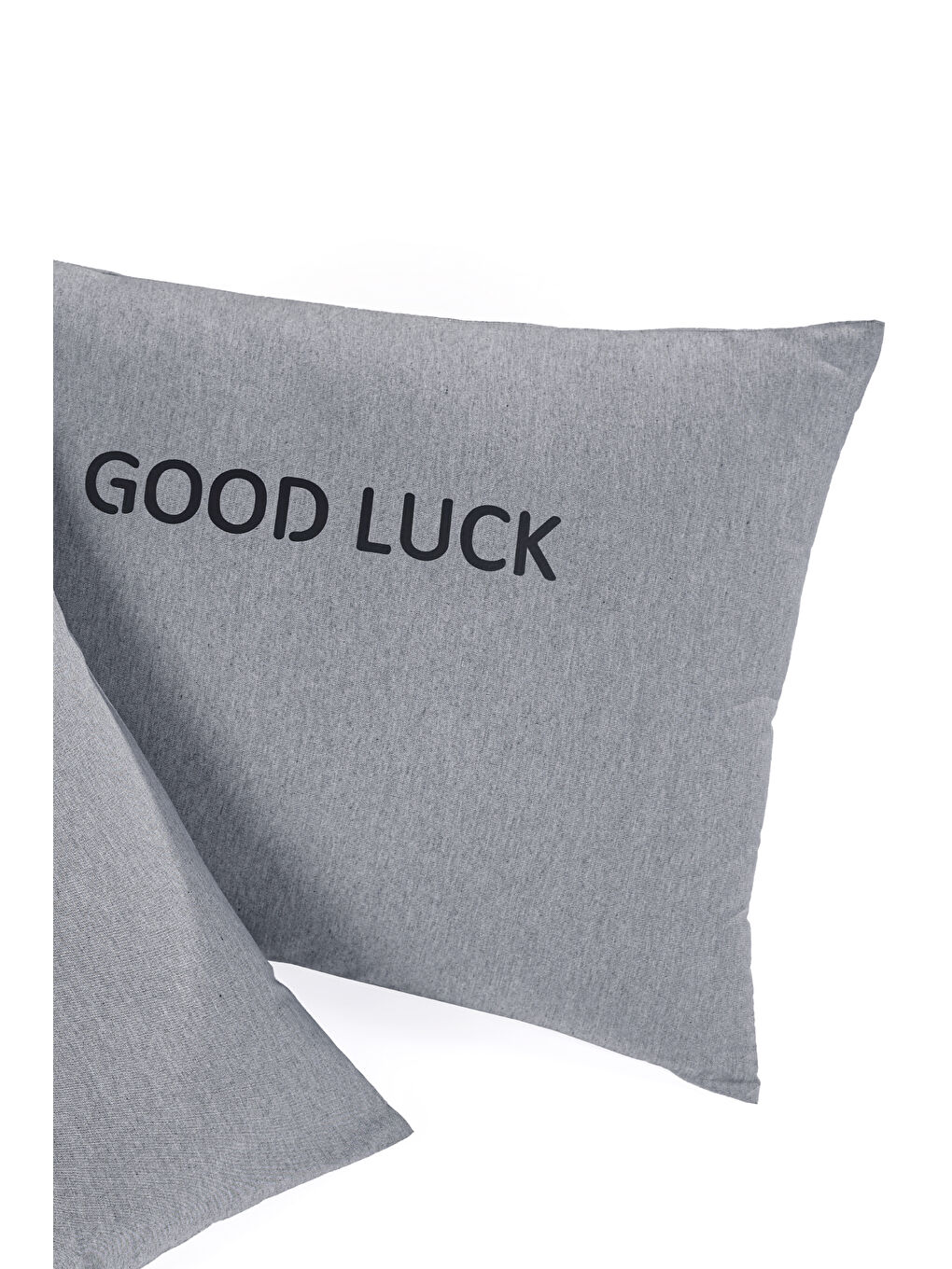 Gri 2li Yastık Kılıfı Good Luck Baskılı 50x70 cm Füme-2