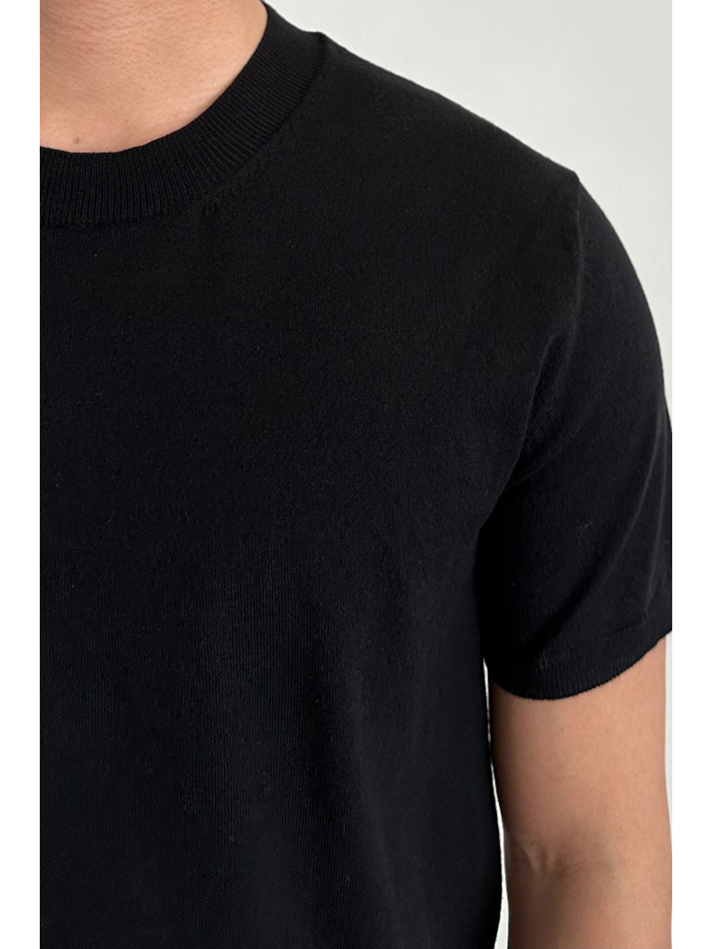 Erkek Siyah Slim Fit Bisiklet Yaka Triko T-Shirt-3