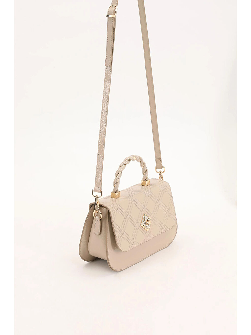 Ekru Vizon Rugan Kadın Omuz Çantası 930180-1