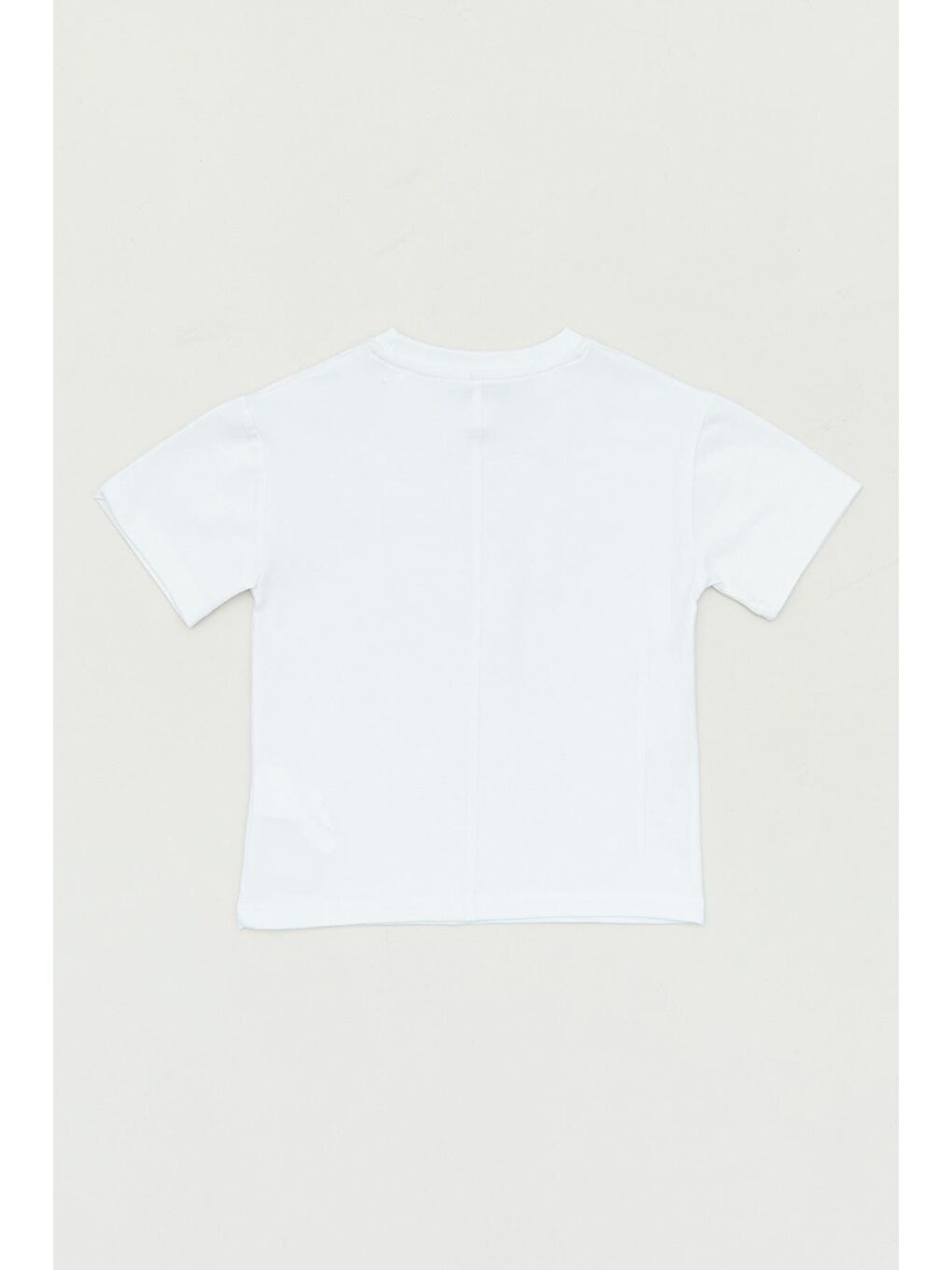 Beyaz Baskılı Bisiklet Yaka Erkek Çocuk Tişört-1