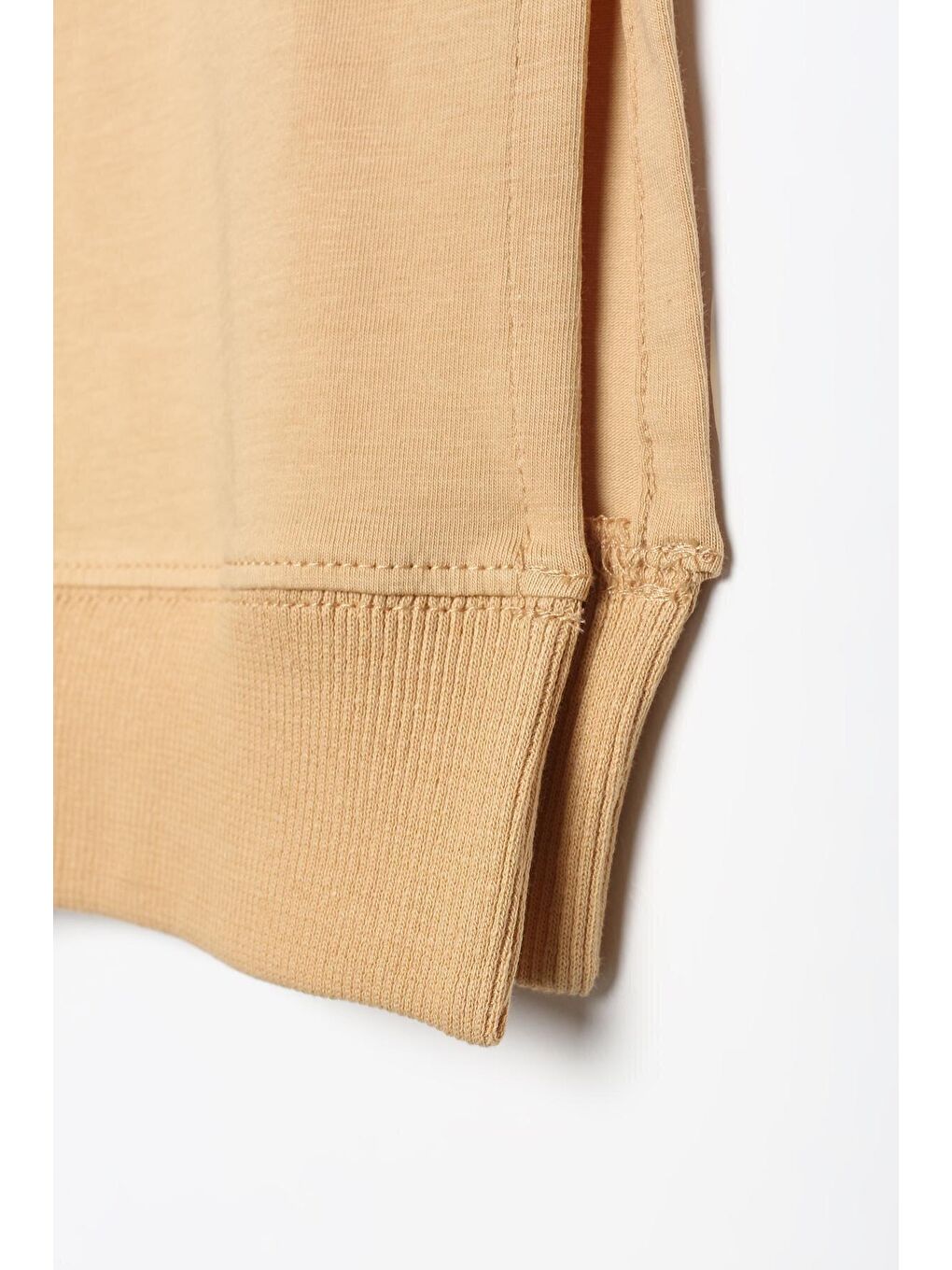 Sarı Bisiklet Yaka Kol Ucu Katlamalı Yıtmaçlı Penye Tunik-4