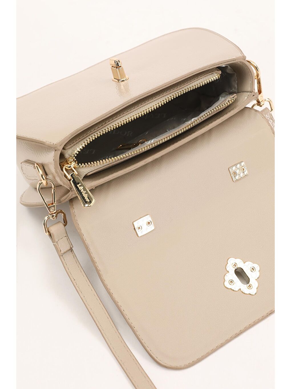 Ekru Vizon Rugan Kadın Omuz Çantası 930180-4