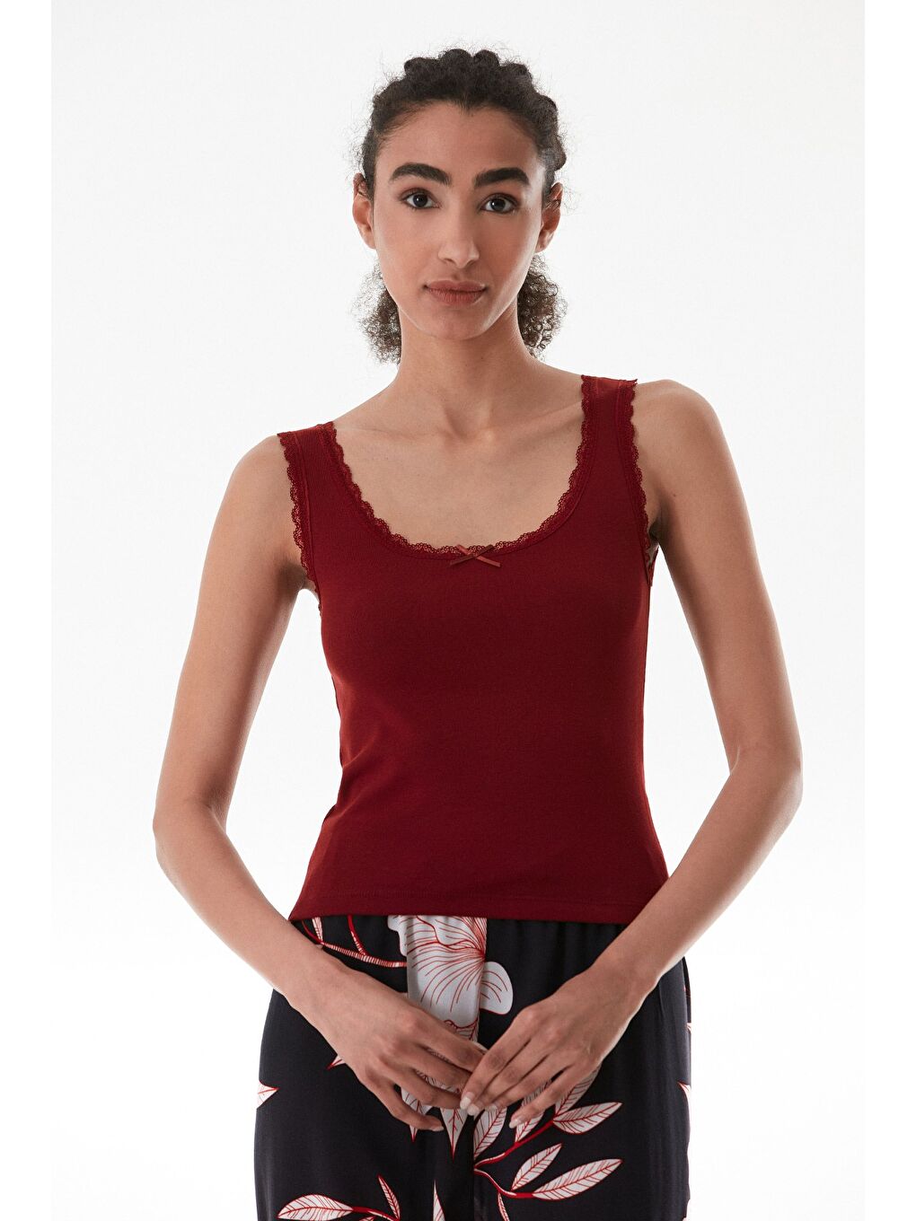 Bordo Basic Dantelli Askılı Body-1