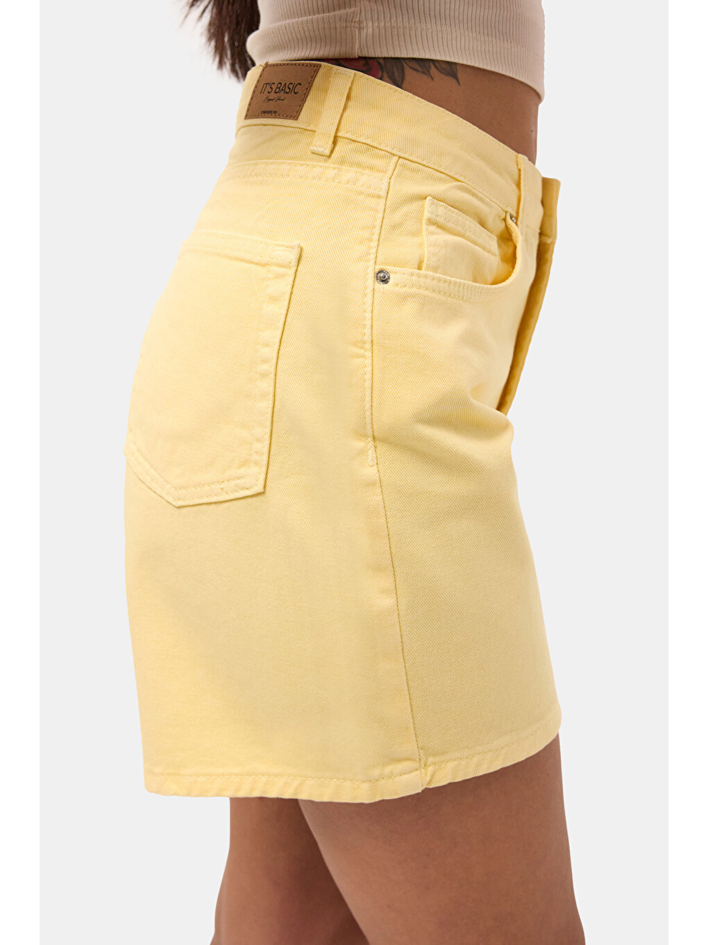 Kadın Light Sarı Diana 6s6-108 Relax Mom Fit Denim Şort-6