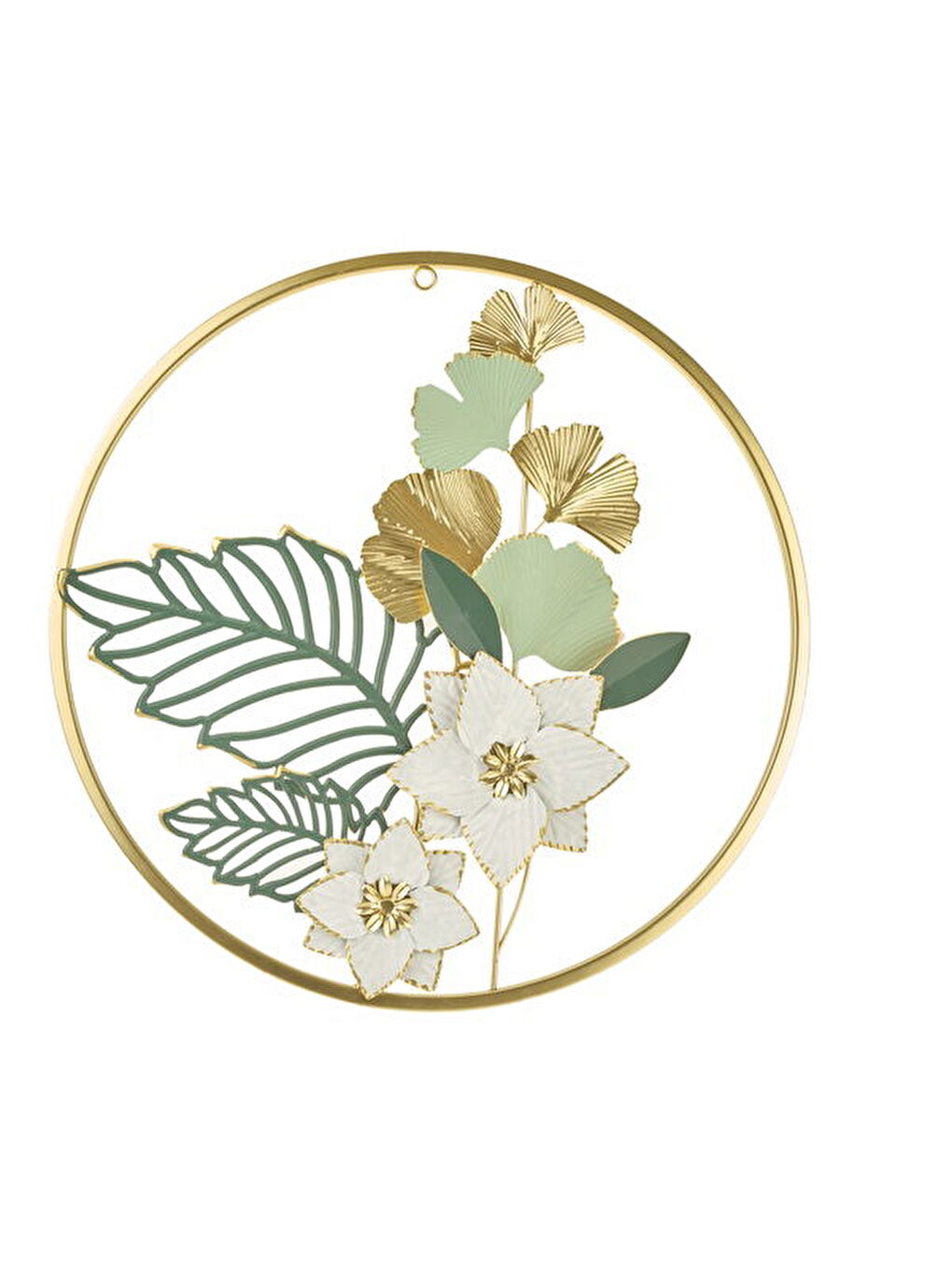 Sarı Deco Buket Metal Tablo - Altın / Yeşil - 45 cm