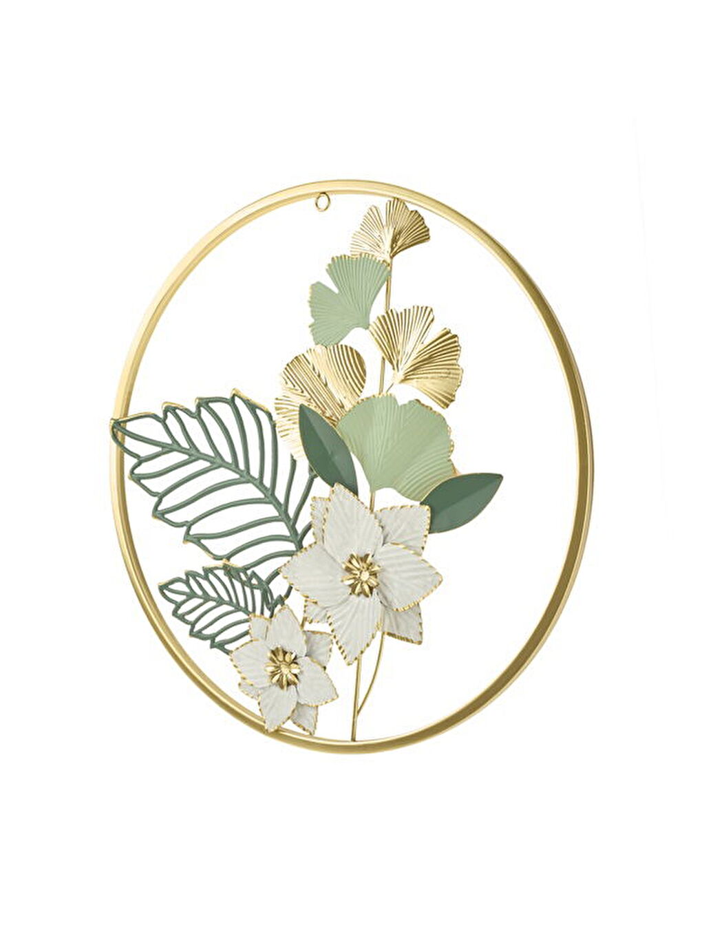 Sarı Deco Buket Metal Tablo - Altın / Yeşil - 45 cm-1