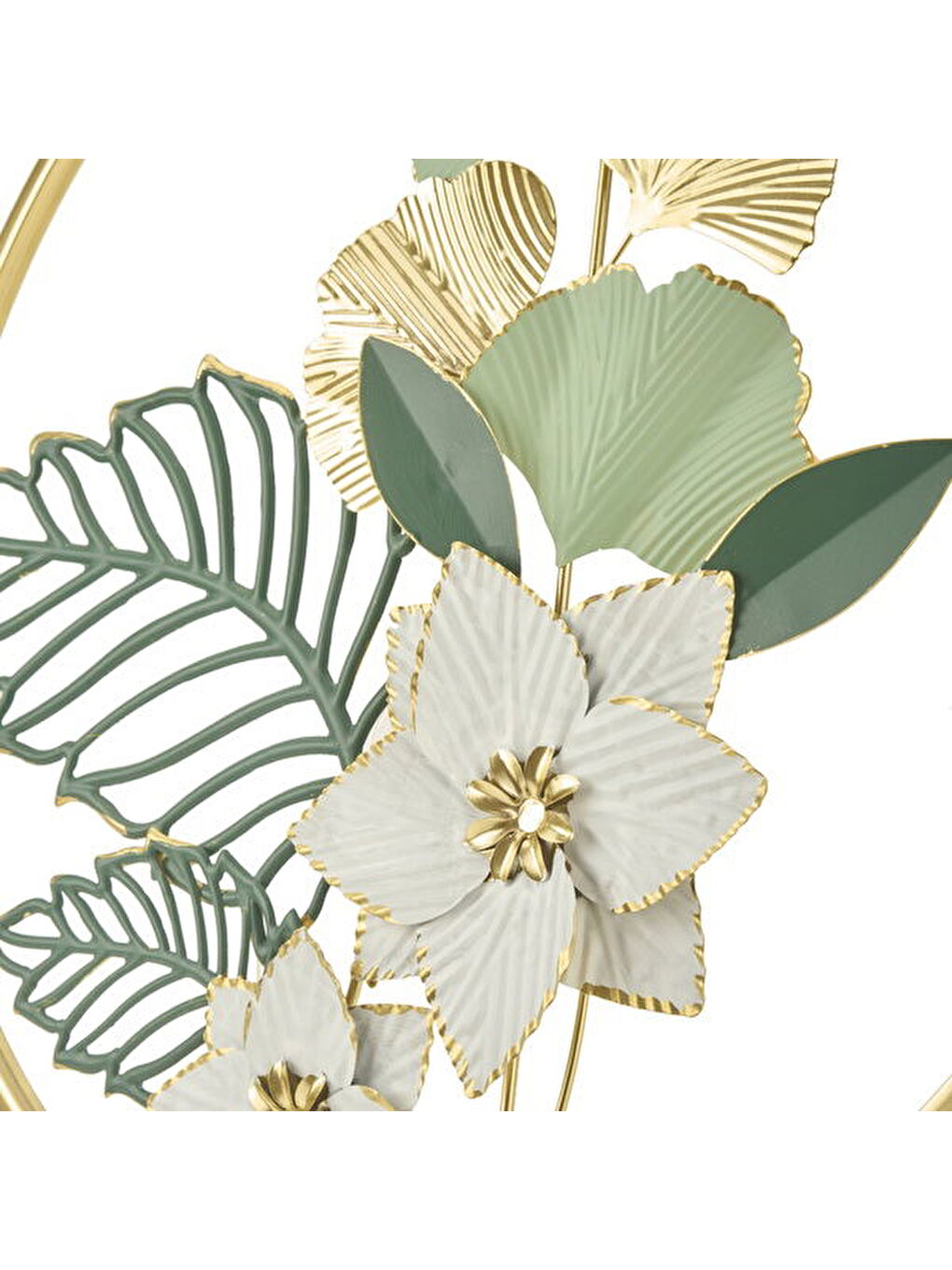 Sarı Deco Buket Metal Tablo - Altın / Yeşil - 45 cm-2